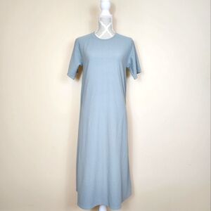 Soft Flowy Mint Pastel Short Sleeve Midi Dress Coastal Grandma Minimalist Small